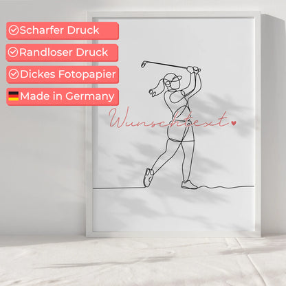 Lineart Poster Golf Geschenk Tochter & Schwester für Golfer Golferin golf