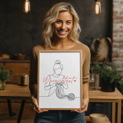 Personalisiertes Poster Lineart Häkeln Geschenk Tochter & Schwester für Häkler Häklerin Crochet