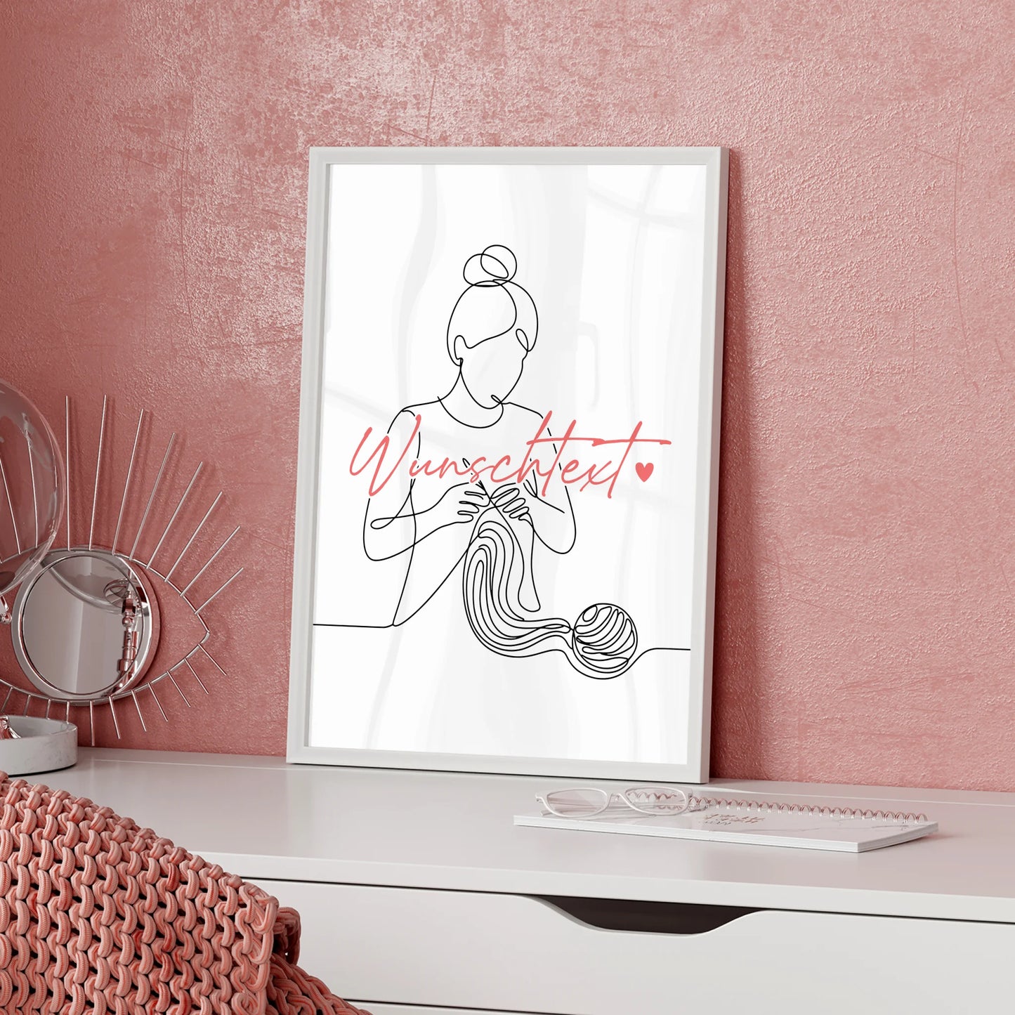 Personalisiertes Poster Lineart Häkeln Geschenk Tochter & Schwester für Häkler Häklerin Crochet