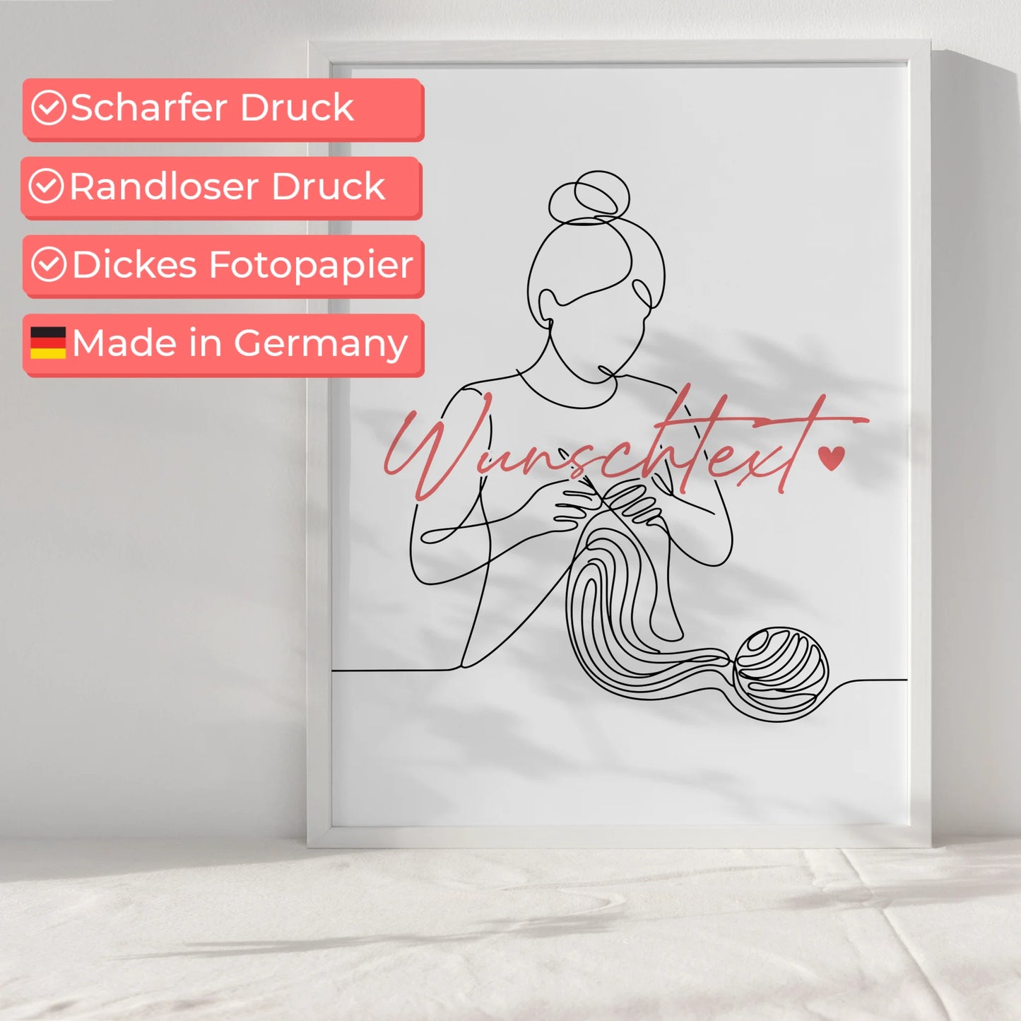 Personalisiertes Poster Lineart Häkeln Geschenk Tochter & Schwester für Häkler Häklerin Crochet