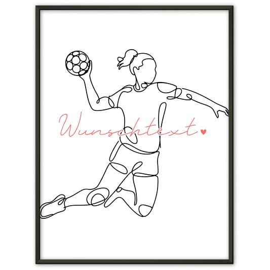 Lineart Poster Personalisiert Handball Geschenk Tochter & Schwester für Handballer Handballerin Handball