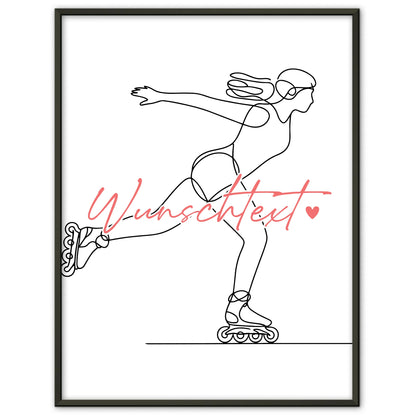 Lineart Poster Inline-Skaten Geschenk Tochter & Schwester für Inline-Skater Inline-Skaterin Inline skating