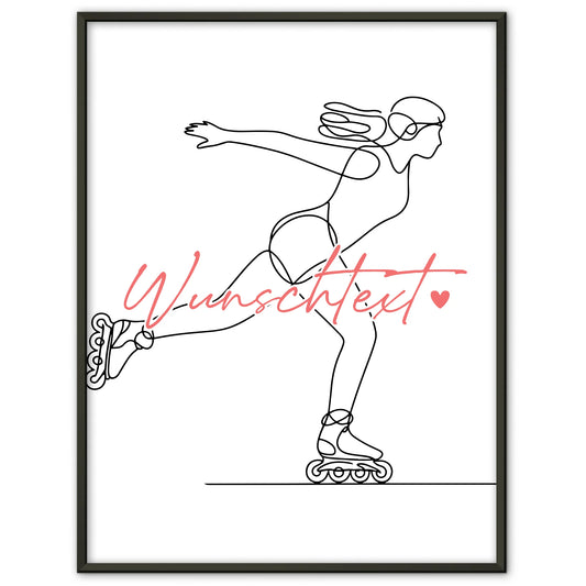 Lineart Poster Inline-Skaten Geschenk Tochter & Schwester für Inline-Skater Inline-Skaterin Inline skating