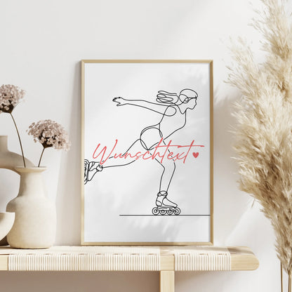 Lineart Poster Inline-Skaten Geschenk Tochter & Schwester für Inline-Skater Inline-Skaterin Inline skating