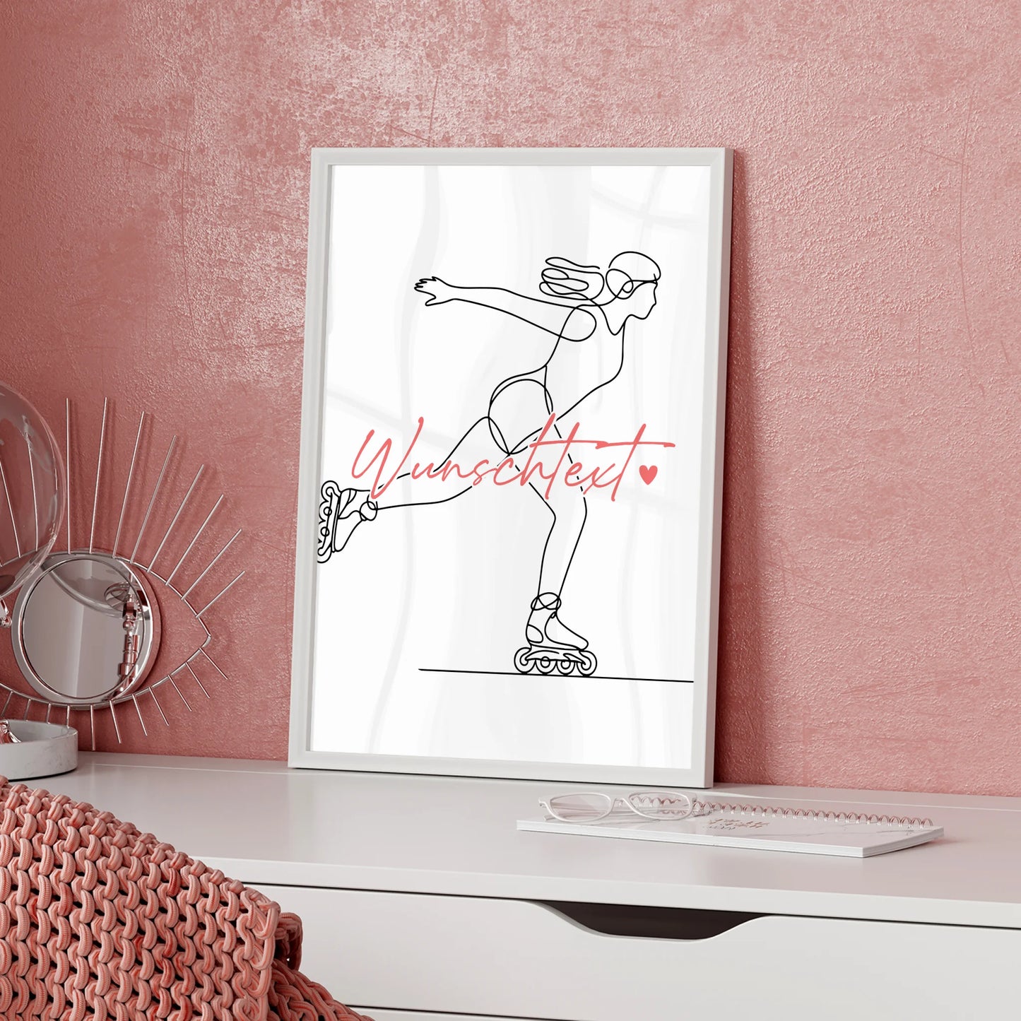 Lineart Poster Inline-Skaten Geschenk Tochter & Schwester für Inline-Skater Inline-Skaterin Inline skating