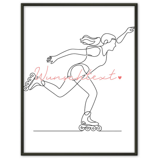 Personalisiertes Poster Lineart Inline-Skaten Geschenk Tochter & Schwester für Inline-Skater Inline-Skaterin Inline skating