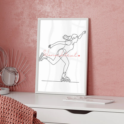 Personalisiertes Poster Lineart Inline-Skaten Geschenk Tochter & Schwester für Inline-Skater Inline-Skaterin Inline skating