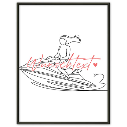 Lineart Poster Personalisiert Jetskifahren Geschenk Tochter & Schwester für Jetskifahrer Jetskifahrerin Jet skiing