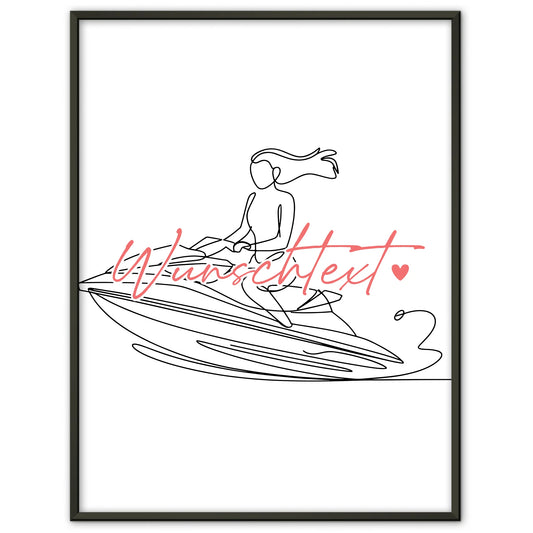 Lineart Poster Personalisiert Jetskifahren Geschenk Tochter & Schwester für Jetskifahrer Jetskifahrerin Jet skiing