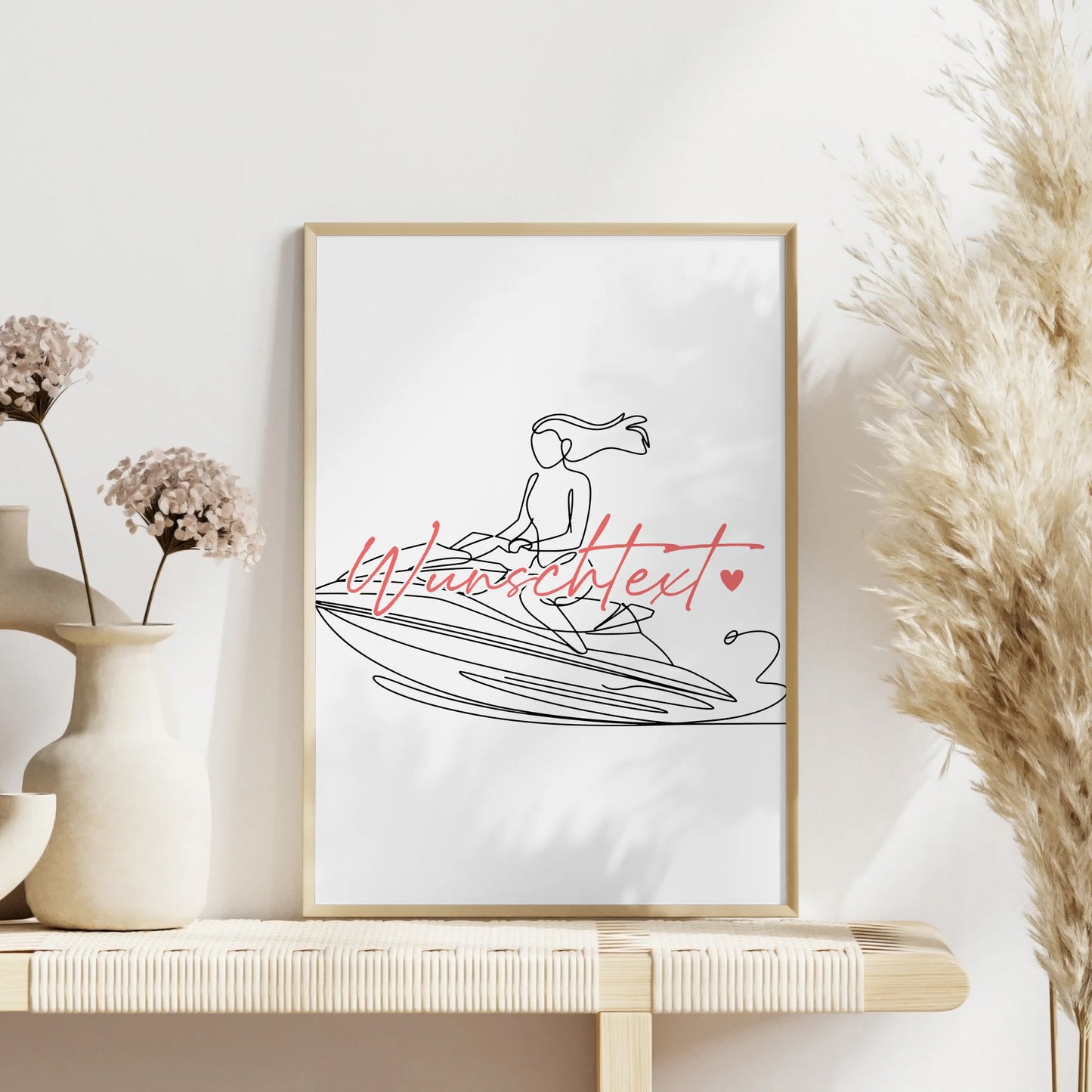Lineart Poster Personalisiert Jetskifahren Geschenk Tochter & Schwester für Jetskifahrer Jetskifahrerin Jet skiing