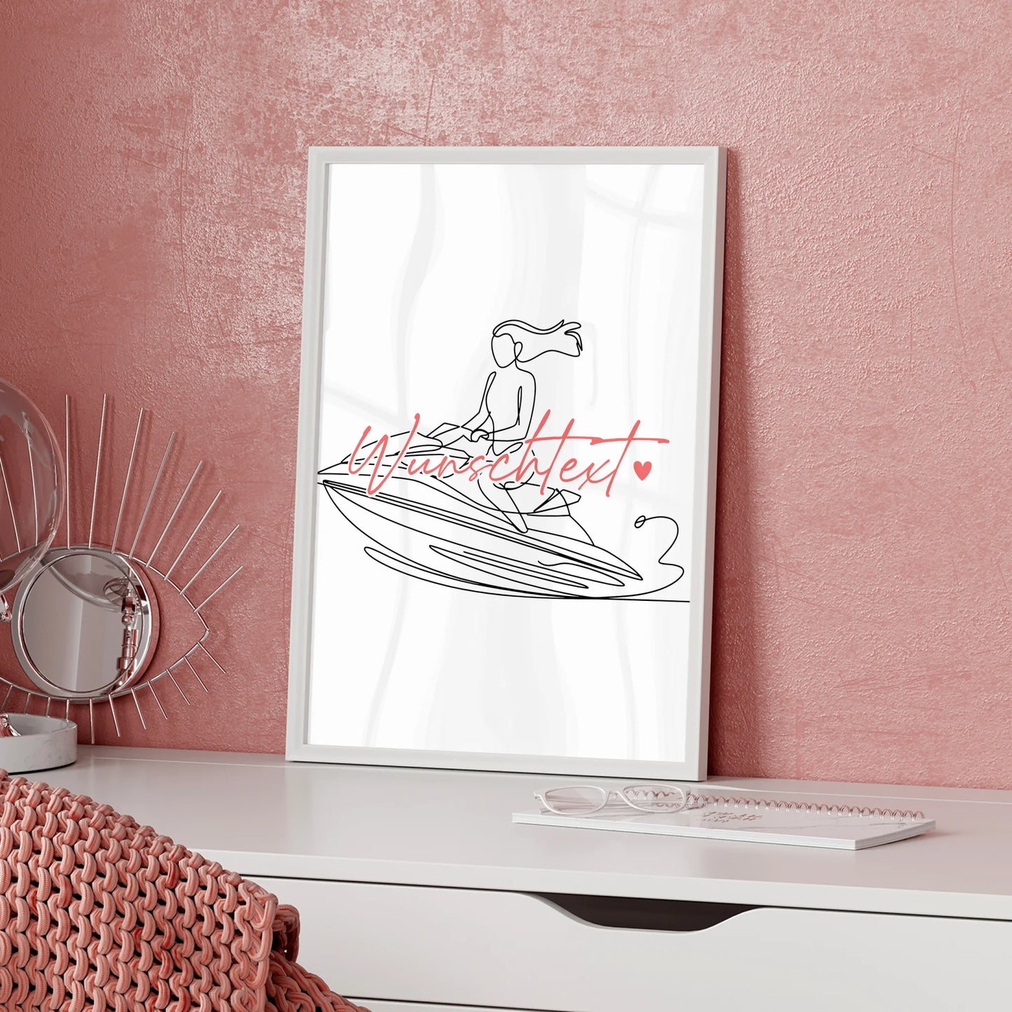 Lineart Poster Personalisiert Jetskifahren Geschenk Tochter & Schwester für Jetskifahrer Jetskifahrerin Jet skiing