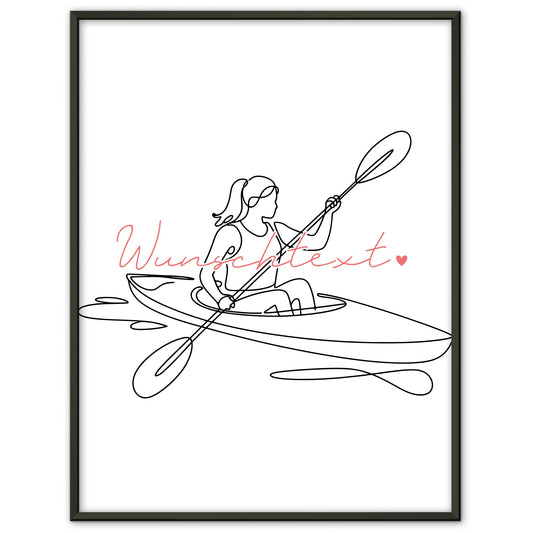 Lineart Poster Kajakfahren Geschenk Tochter & Schwester für Kajakfahrer Kajakfahrerin Kayaking