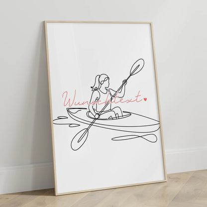 Lineart Poster Kajakfahren Geschenk Tochter & Schwester für Kajakfahrer Kajakfahrerin Kayaking