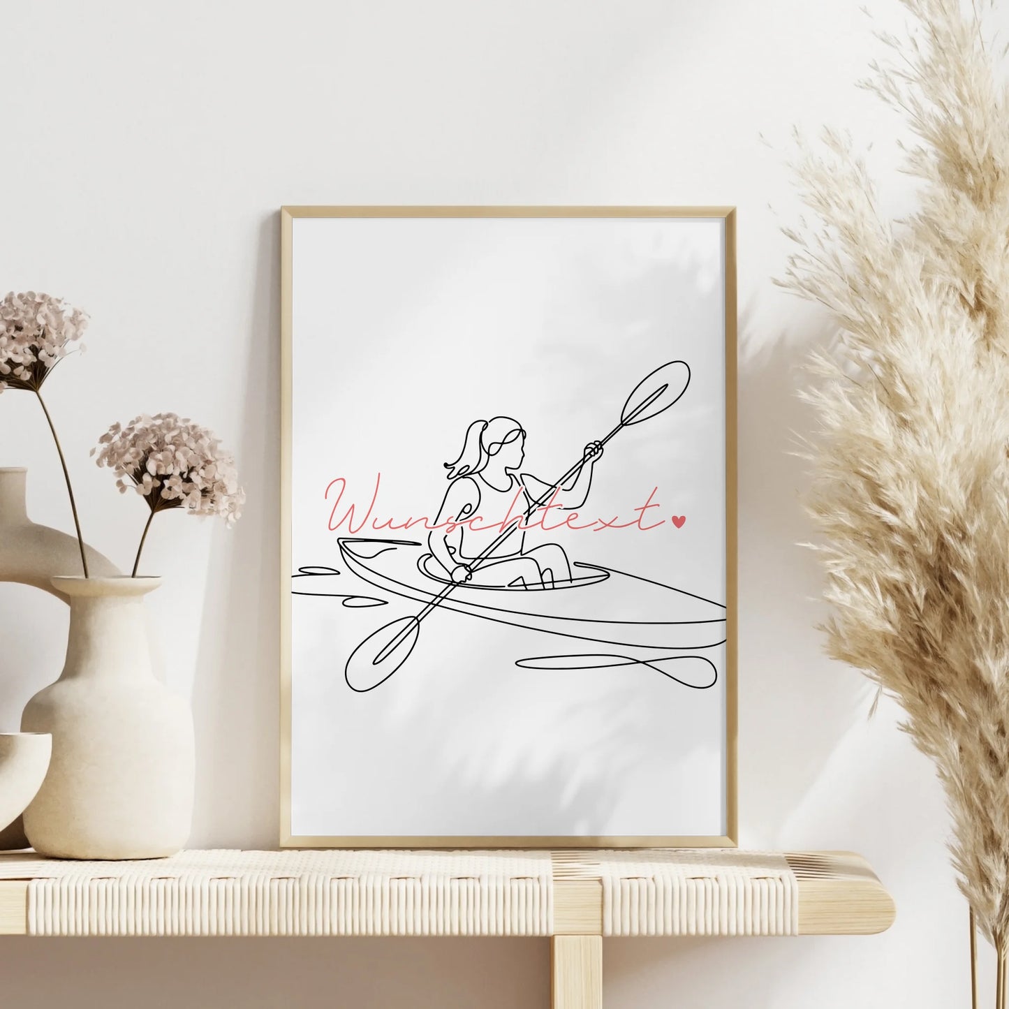 Lineart Poster Kajakfahren Geschenk Tochter & Schwester für Kajakfahrer Kajakfahrerin Kayaking
