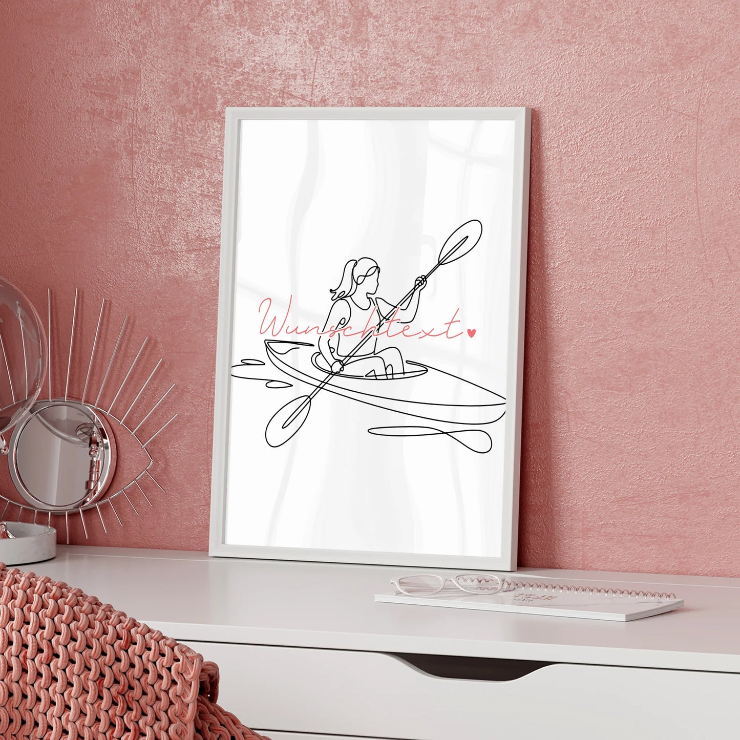 Lineart Poster Kajakfahren Geschenk Tochter & Schwester für Kajakfahrer Kajakfahrerin Kayaking
