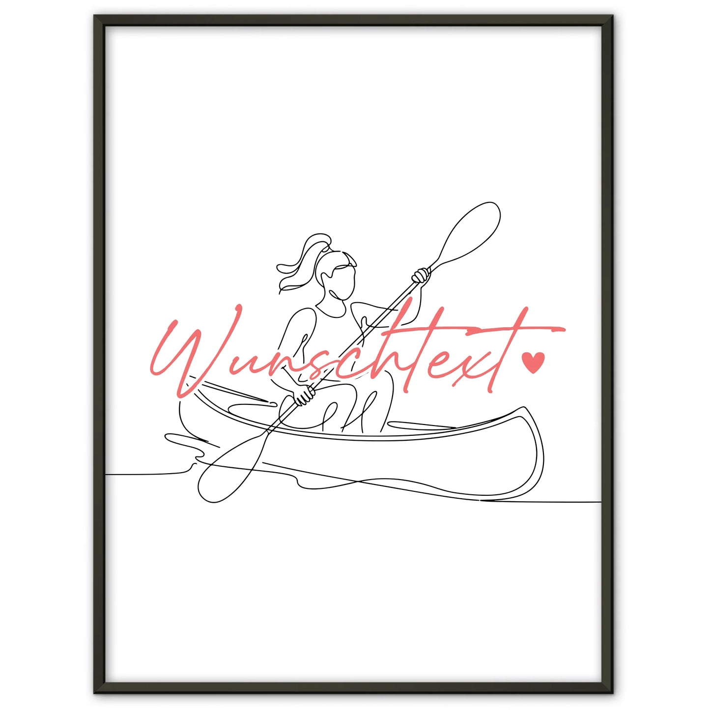 Personalisiertes Poster Lineart Kanu Geschenk Tochter & Schwester für Kanute Kanutin canoe