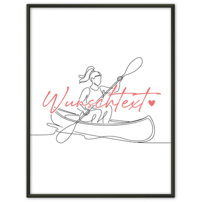 Personalisiertes Poster Lineart Kanu Geschenk Tochter & Schwester für Kanute Kanutin canoe