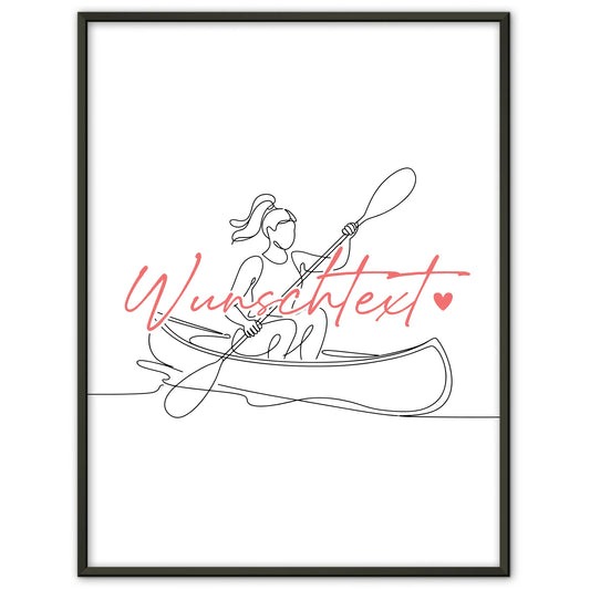 Personalisiertes Poster Lineart Kanu Geschenk Tochter & Schwester für Kanute Kanutin canoe