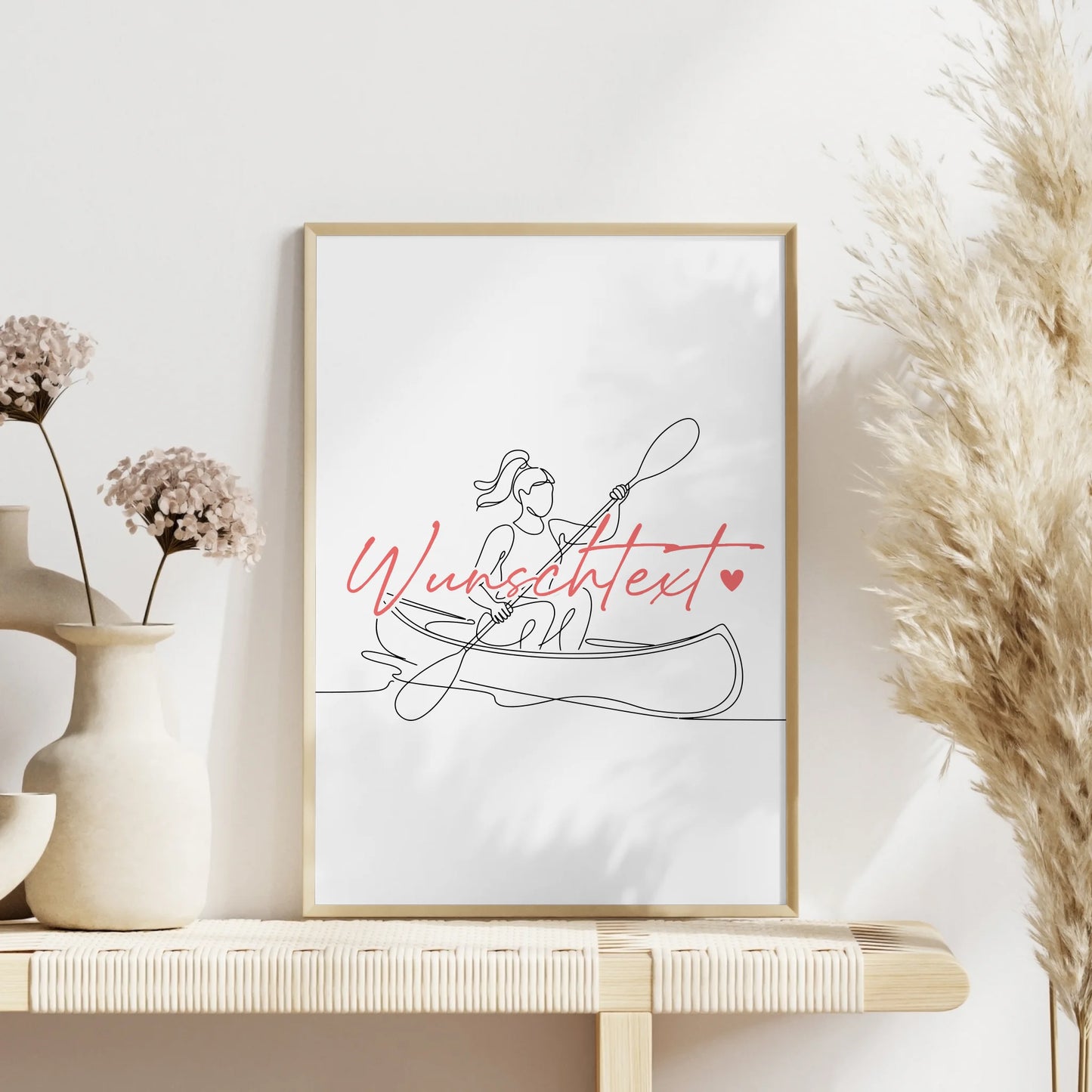 Personalisiertes Poster Lineart Kanu Geschenk Tochter & Schwester für Kanute Kanutin canoe
