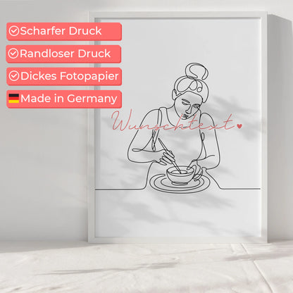 Lineart Poster Personalisiert Kartrennen Geschenk Tochter & Schwester für Kartfahrer Kartfahrerin Kart racing