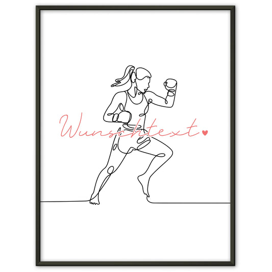 Personalisiertes Poster Lineart Kickboxen Geschenk Tochter & Schwester für Kickboxer Kickboxerin Kickboxing