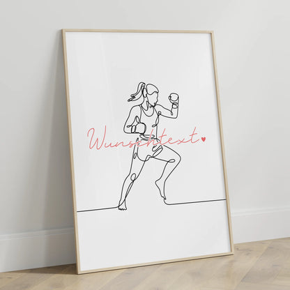Personalisiertes Poster Lineart Kickboxen Geschenk Tochter & Schwester für Kickboxer Kickboxerin Kickboxing