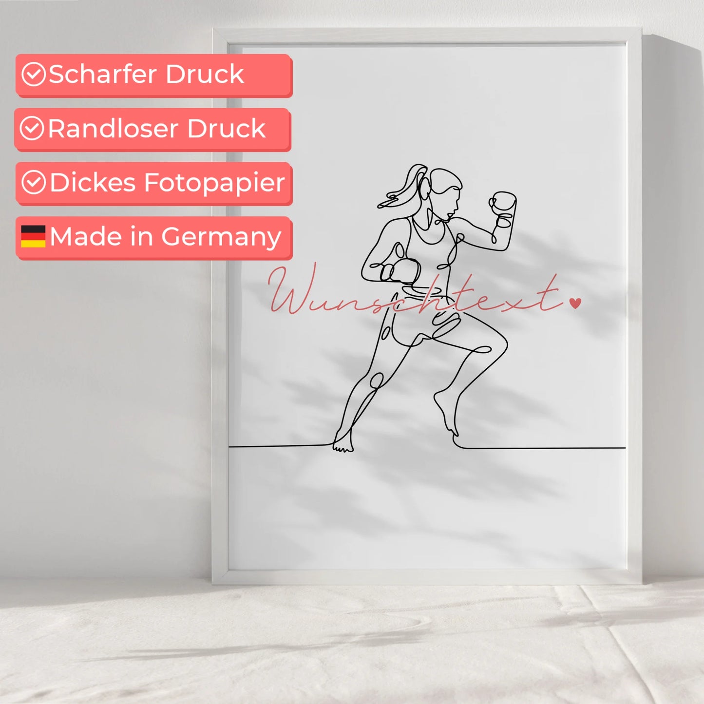Personalisiertes Poster Lineart Kickboxen Geschenk Tochter & Schwester für Kickboxer Kickboxerin Kickboxing