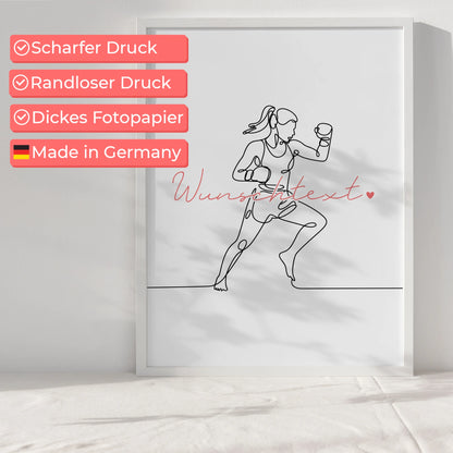 Personalisiertes Poster Lineart Kickboxen Geschenk Tochter & Schwester für Kickboxer Kickboxerin Kickboxing