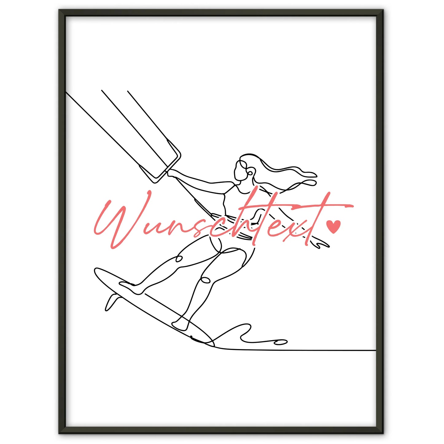 Lineart Poster Personalisiert Kitesurfen Geschenk Tochter & Schwester für Kitesurfer Kitesurferin Kitesurfing