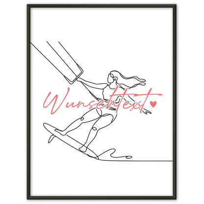 Lineart Poster Personalisiert Kitesurfen Geschenk Tochter & Schwester für Kitesurfer Kitesurferin Kitesurfing