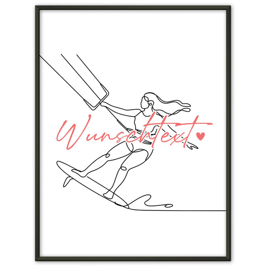 Lineart Poster Personalisiert Kitesurfen Geschenk Tochter & Schwester für Kitesurfer Kitesurferin Kitesurfing