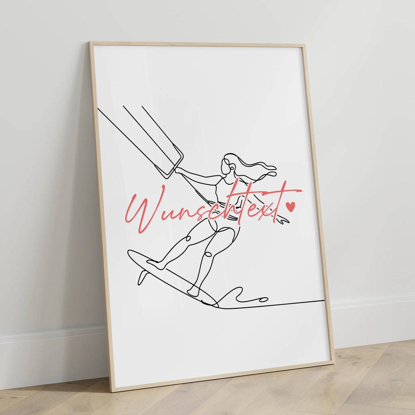 Lineart Poster Personalisiert Kitesurfen Geschenk Tochter & Schwester für Kitesurfer Kitesurferin Kitesurfing