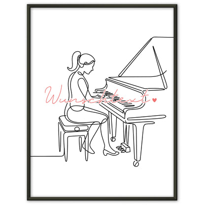 Lineart Poster Klavier Geschenk Tochter & Schwester für Pianist Pianistin Piano
