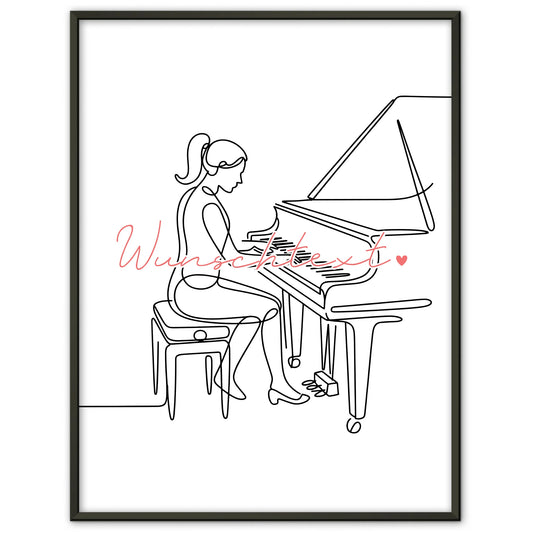 Lineart Poster Klavier Geschenk Tochter & Schwester für Pianist Pianistin Piano