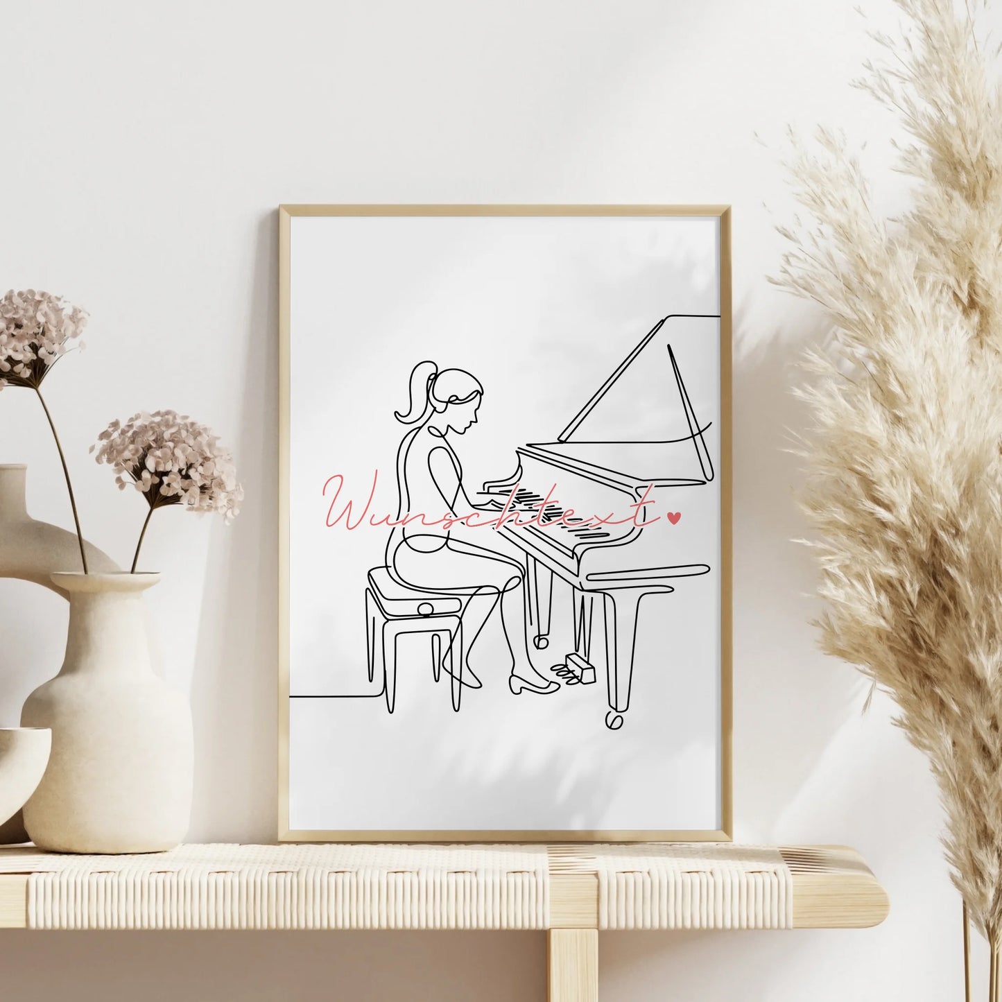 Lineart Poster Klavier Geschenk Tochter & Schwester für Pianist Pianistin Piano