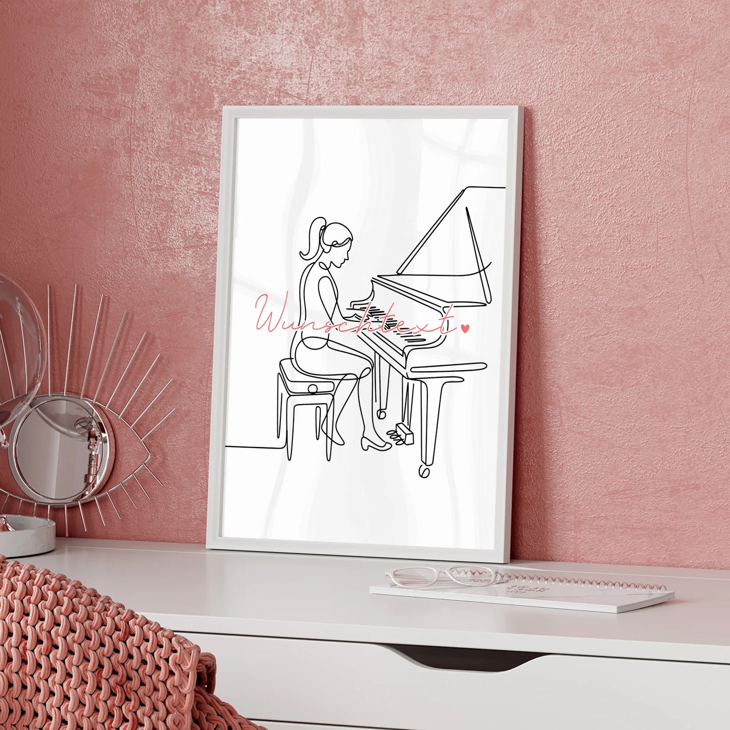 Lineart Poster Klavier Geschenk Tochter & Schwester für Pianist Pianistin Piano