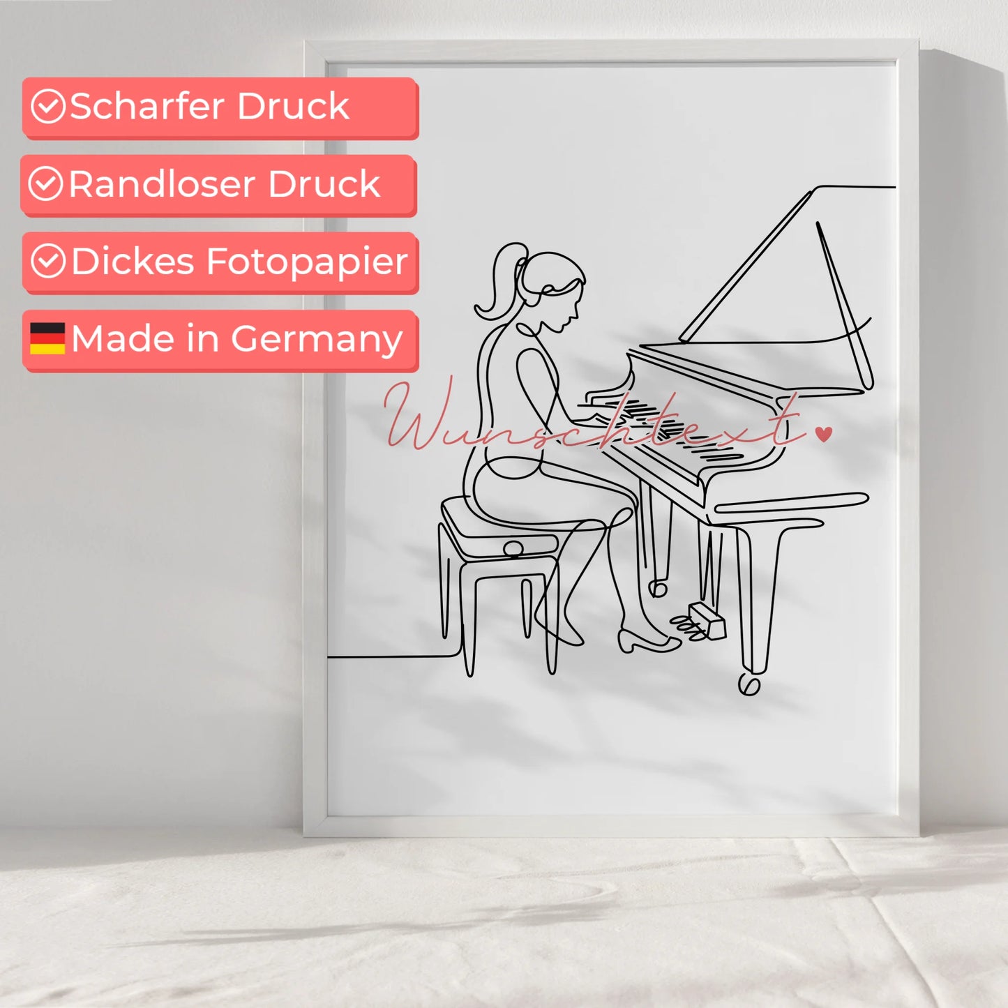 Lineart Poster Klavier Geschenk Tochter & Schwester für Pianist Pianistin Piano