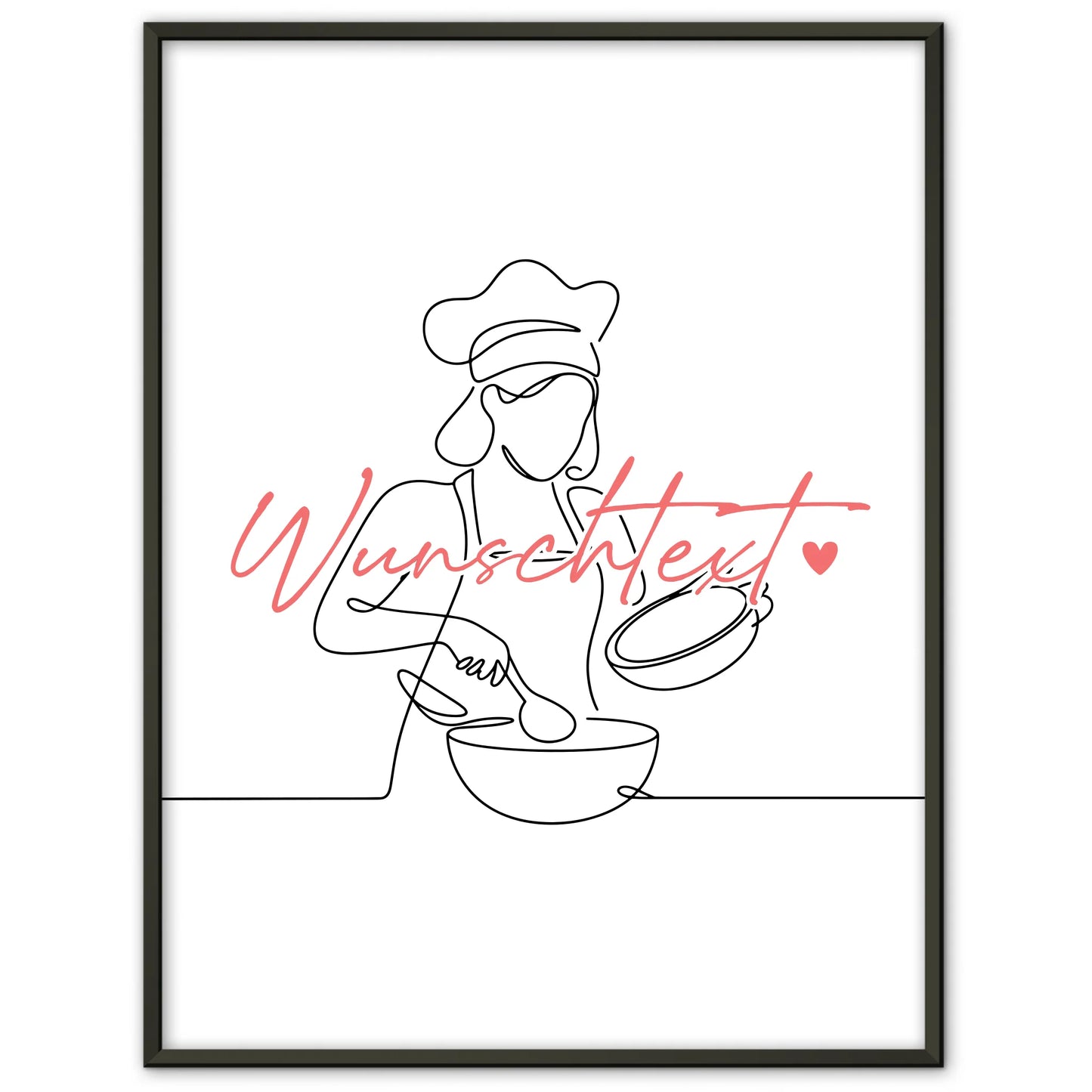 Personalisiertes Poster Lineart Kochen Geschenk Tochter & Schwester für Koch Köchin Cook