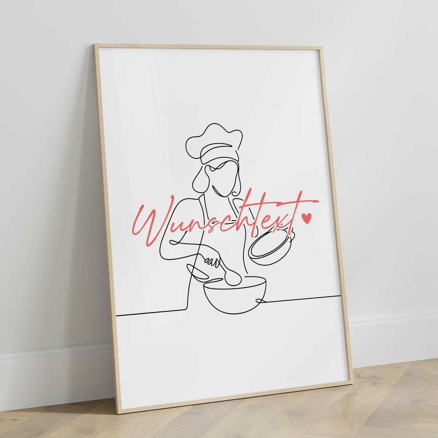 Personalisiertes Poster Lineart Kochen Geschenk Tochter & Schwester für Koch Köchin Cook