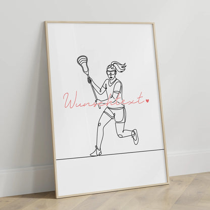 Personalisiertes Poster Lineart Lacrosse Geschenk Tochter & Schwester für Lacrossespieler Lacrossespielerin lacrosse