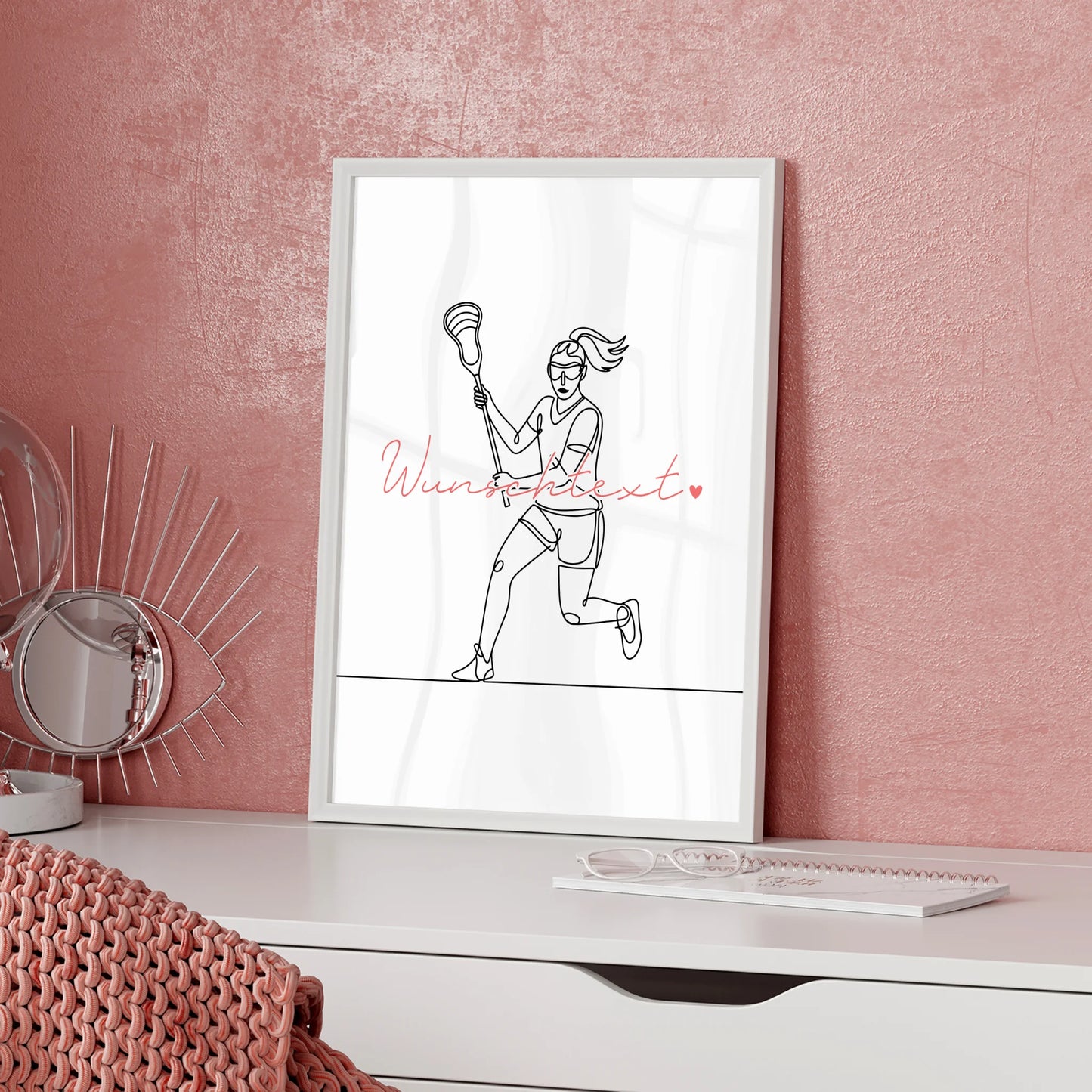 Personalisiertes Poster Lineart Lacrosse Geschenk Tochter & Schwester für Lacrossespieler Lacrossespielerin lacrosse