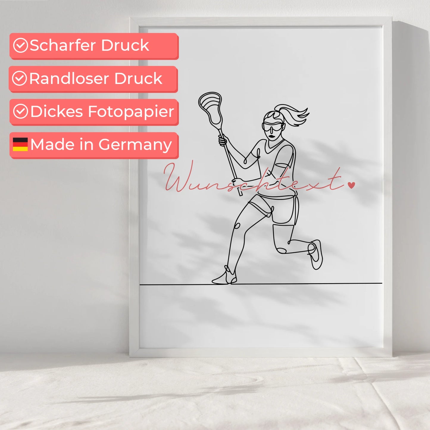 Personalisiertes Poster Lineart Lacrosse Geschenk Tochter & Schwester für Lacrossespieler Lacrossespielerin lacrosse