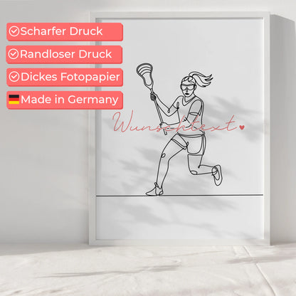 Personalisiertes Poster Lineart Lacrosse Geschenk Tochter & Schwester für Lacrossespieler Lacrossespielerin lacrosse