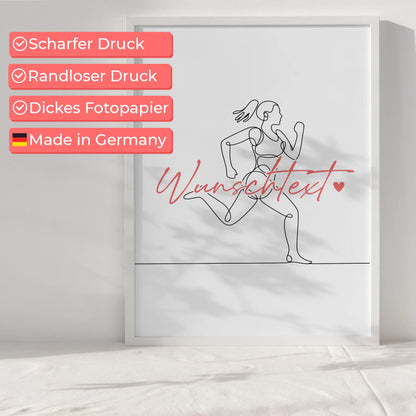Lineart Poster Personalisiert Laufen Geschenk Tochter & Schwester für Läufer Läuferin Run