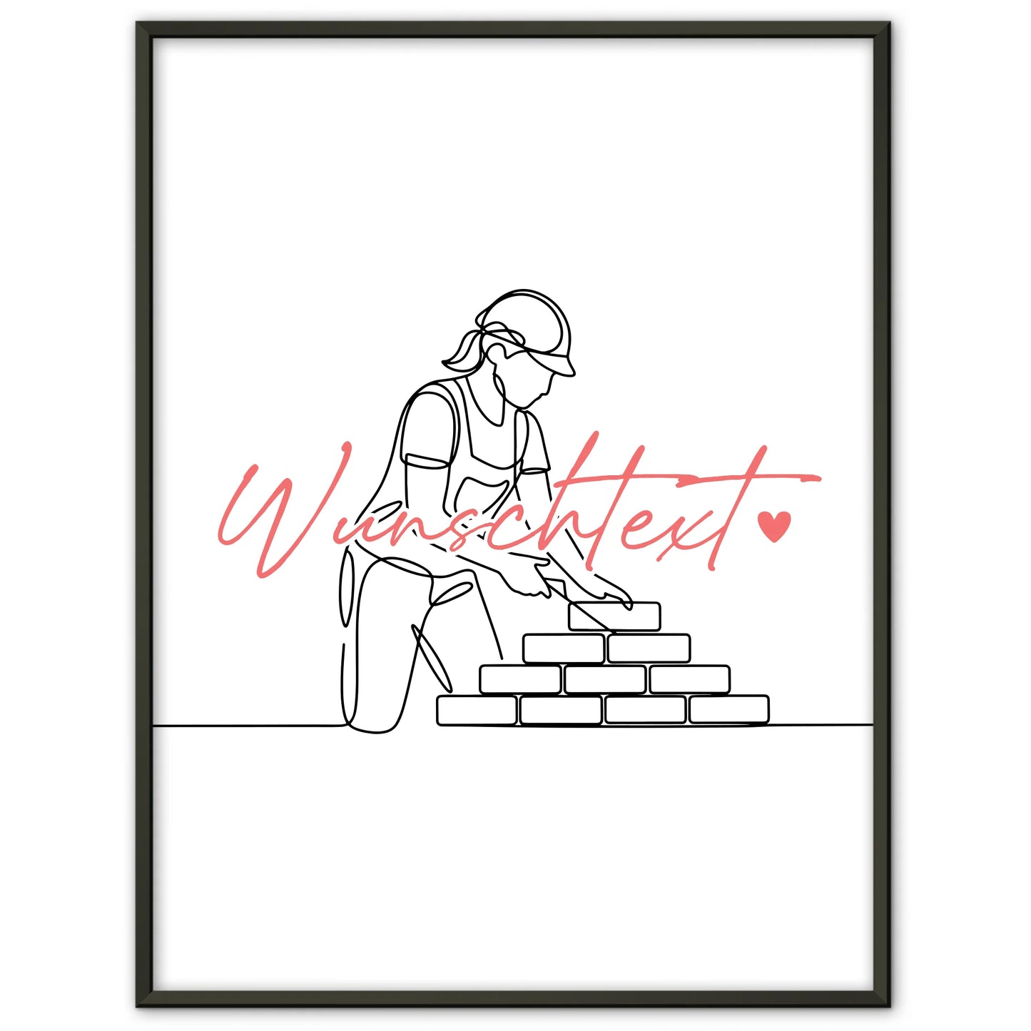 Personalisiertes Poster Lineart Maurer Geschenk Tochter & Schwester für Maurer Maurerin Bricklayer