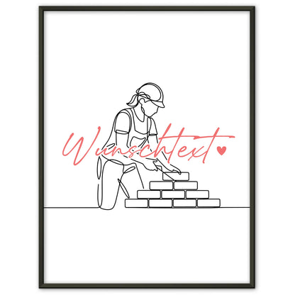 Personalisiertes Poster Lineart Maurer Geschenk Tochter & Schwester für Maurer Maurerin Bricklayer