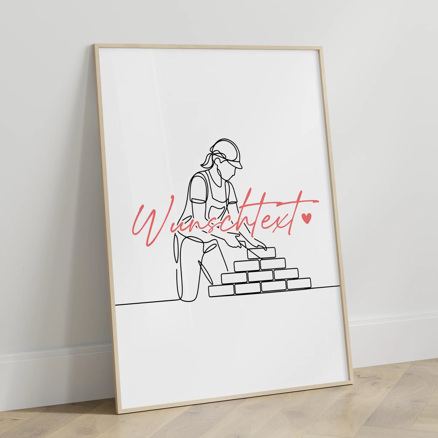 Personalisiertes Poster Lineart Maurer Geschenk Tochter & Schwester für Maurer Maurerin Bricklayer
