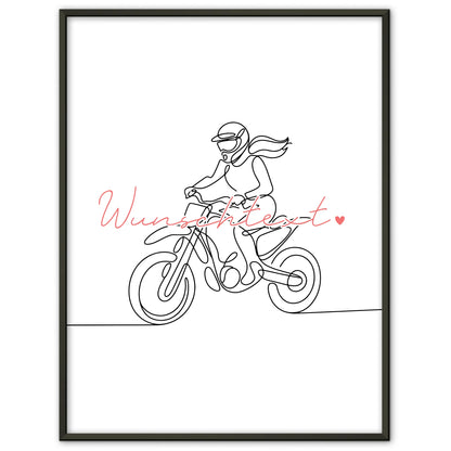 Lineart Poster Personalisiert Motocross Geschenk Tochter & Schwester für Motocrosser Motocrosserin Motocross