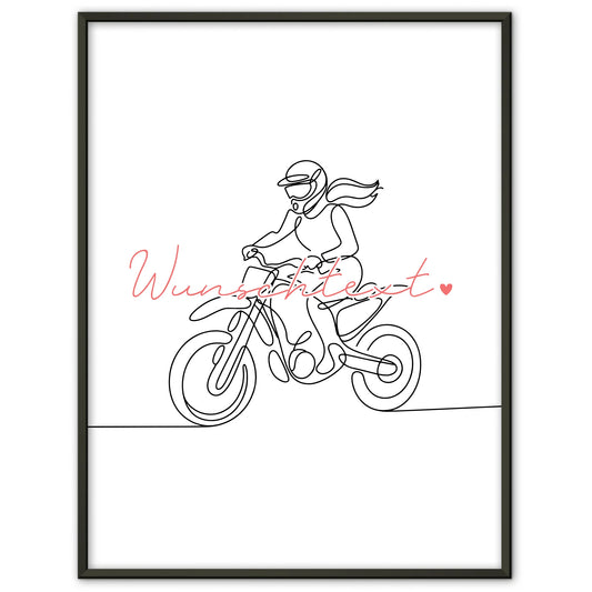 Lineart Poster Personalisiert Motocross Geschenk Tochter & Schwester für Motocrosser Motocrosserin Motocross