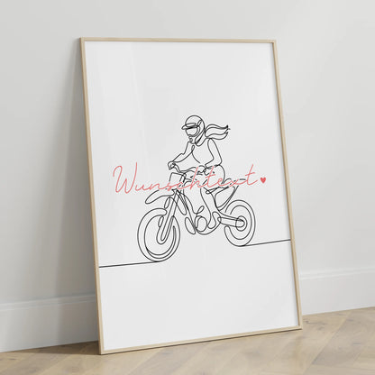 Lineart Poster Personalisiert Motocross Geschenk Tochter & Schwester für Motocrosser Motocrosserin Motocross